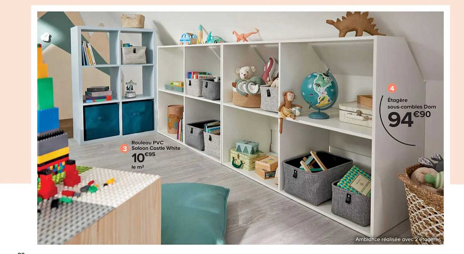 rouleau pvc saloon castle white, étagère sous-combles dom