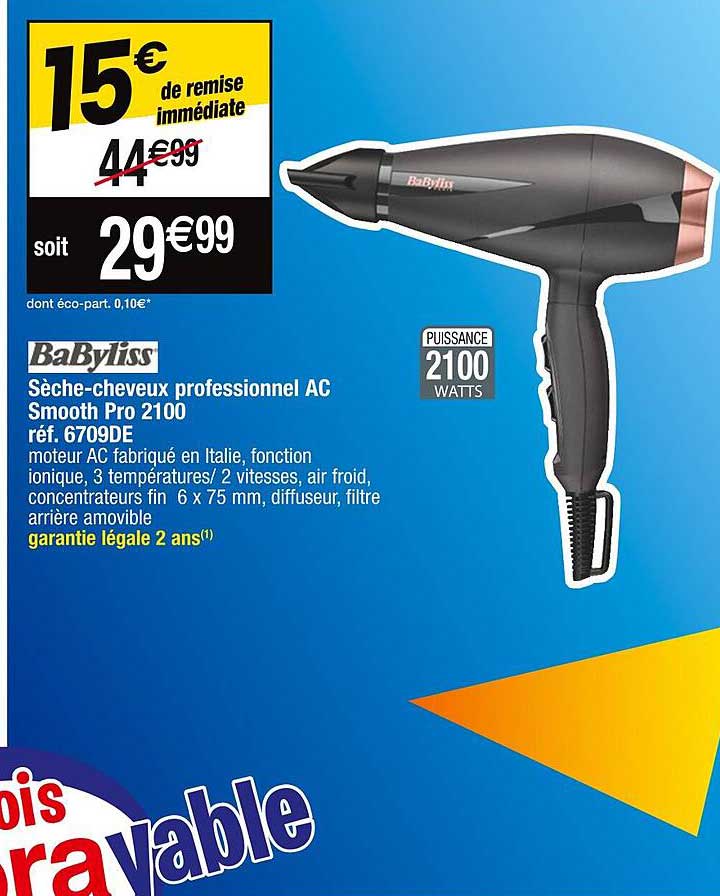 sèche-cheveux professionnel ac smooth pro 2100 babyliss