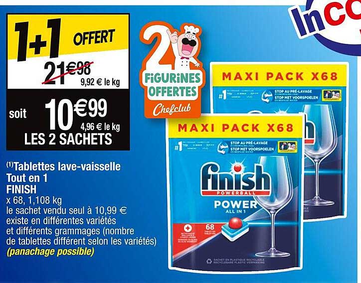 tablettes lave-vaisselle tout en 1 finish