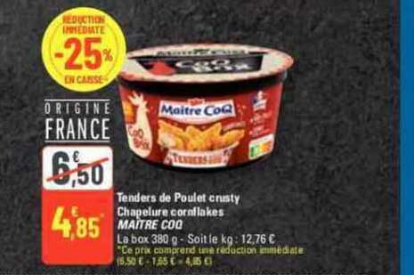 tenders de poulet crusty chapelure cornflakes maître coq