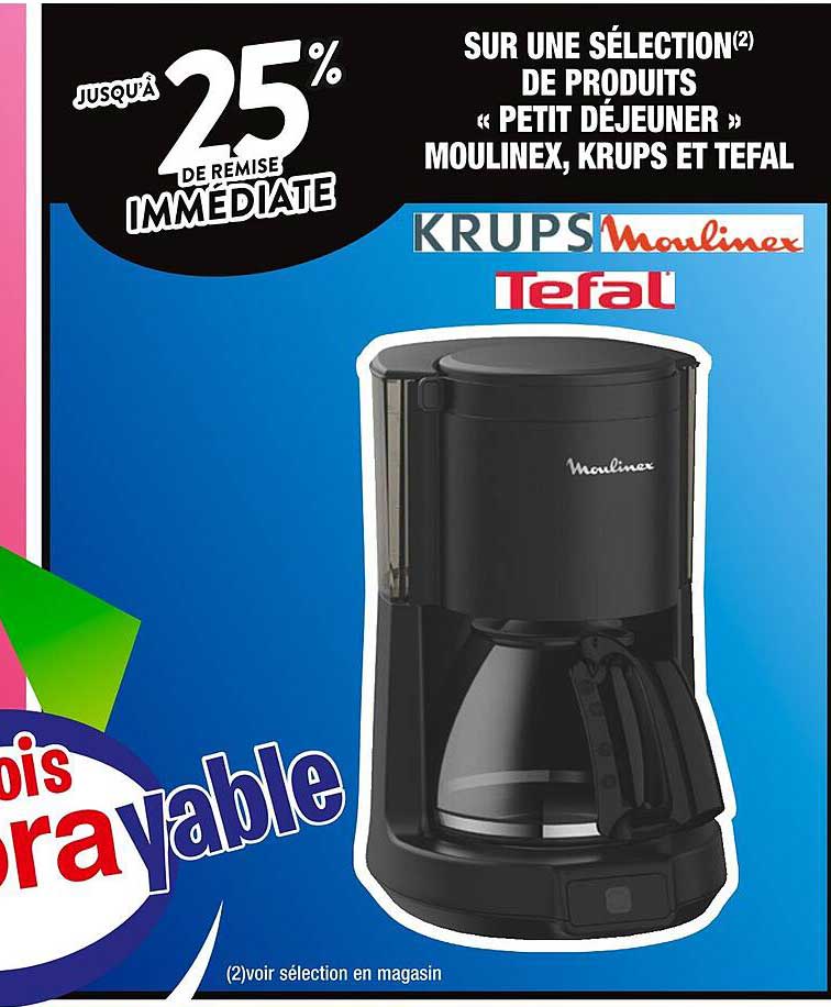 une sélection de produits «petit déjeuner» moulinex, krups et tefal