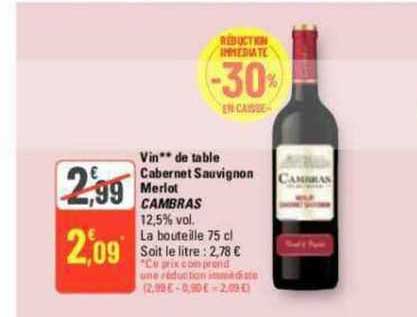 Vin De Table Cabernet Sauvignon Merlot Cambras