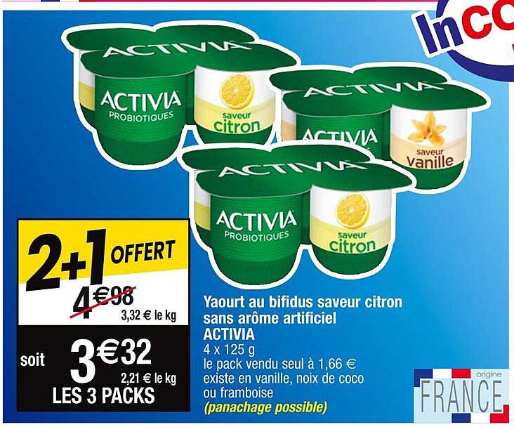 yaourt au bifidus saveur citron sans arôme artificiel activia