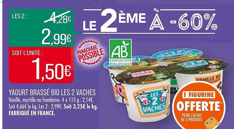 Yaourt Brassé Bio Les 2 Vaches