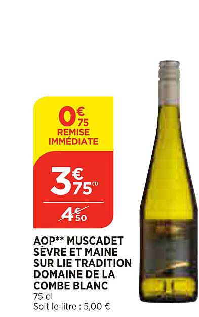 aop muscadet sèvre et maine sur lie tradition domaine de la combe blanc
