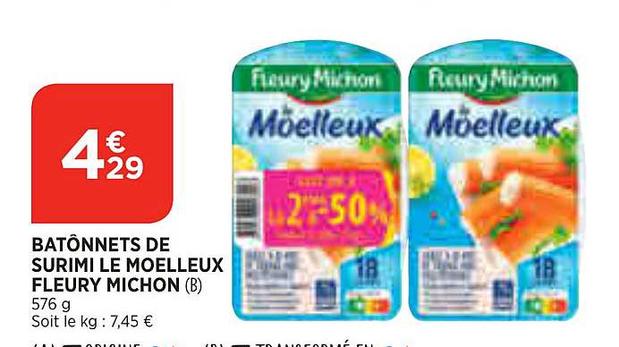 batônnets de surimi le moelleux fleury michon
