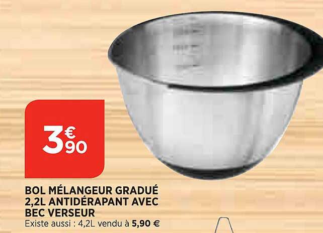 bol mélangeur gradué antidérapant avec bec verseur