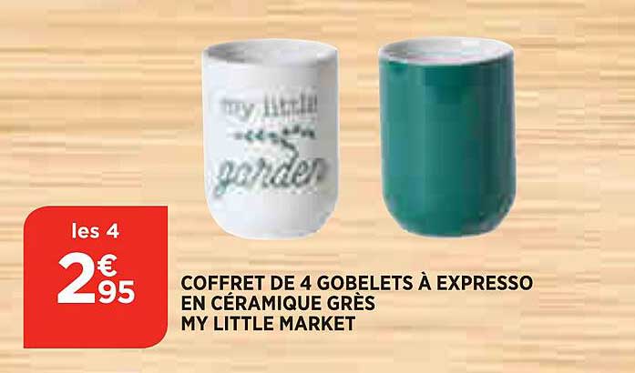 coffret de 4 gobelets à expresso en céramique grès my little market