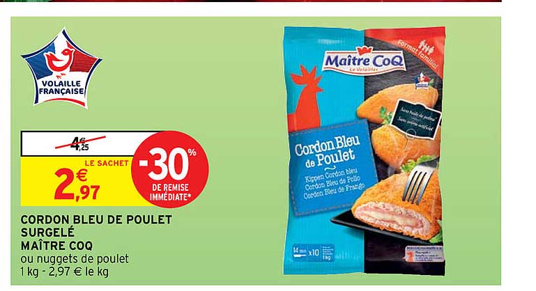 cordon bleu de poulet surgelé maître coq