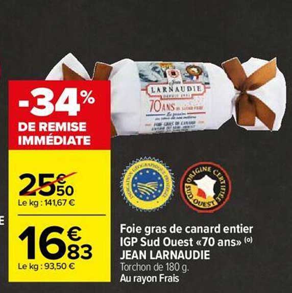 foie gras de canard entier igp sud ouest "70 ans" jen larnaudie