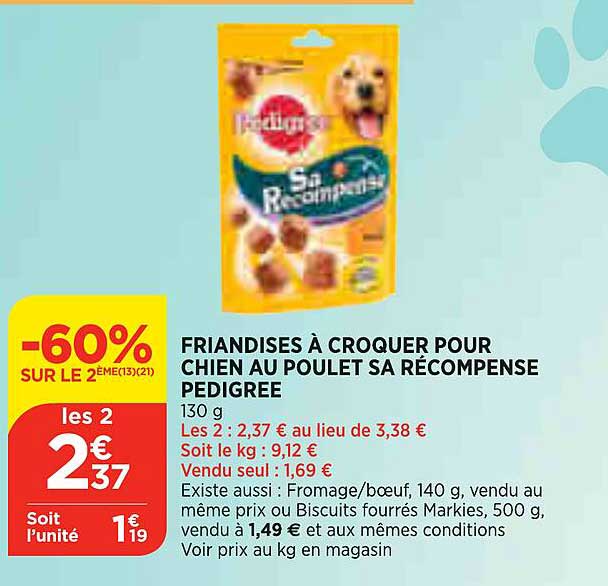friandises à croquer pour chien au poulet sa récompense pedigree