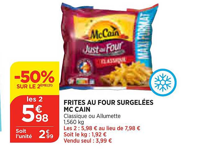 frites au four surgelées mc cain