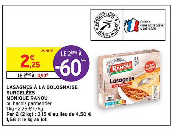 lasagnes à la bolognaise surgelées monique ranou