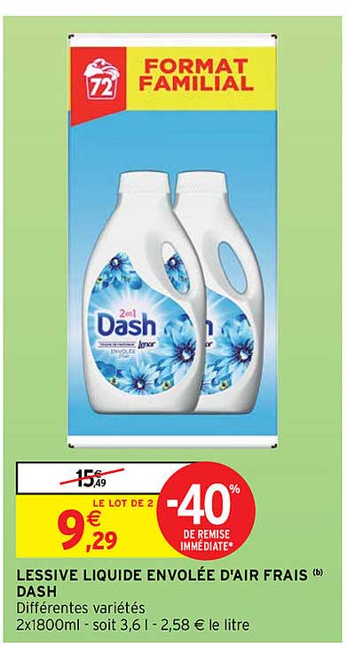 lessive liquide envolée d'air frais dash