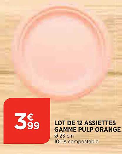 lot de 12 assiettes gamme pulp orange