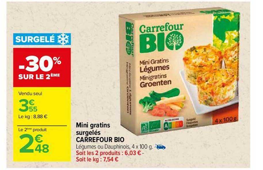 Mini Gratins Surgelé Carrefour Bio