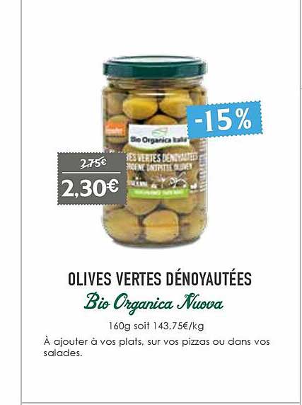 Olives Vertes Dénoyautées Bio Organica Nuova