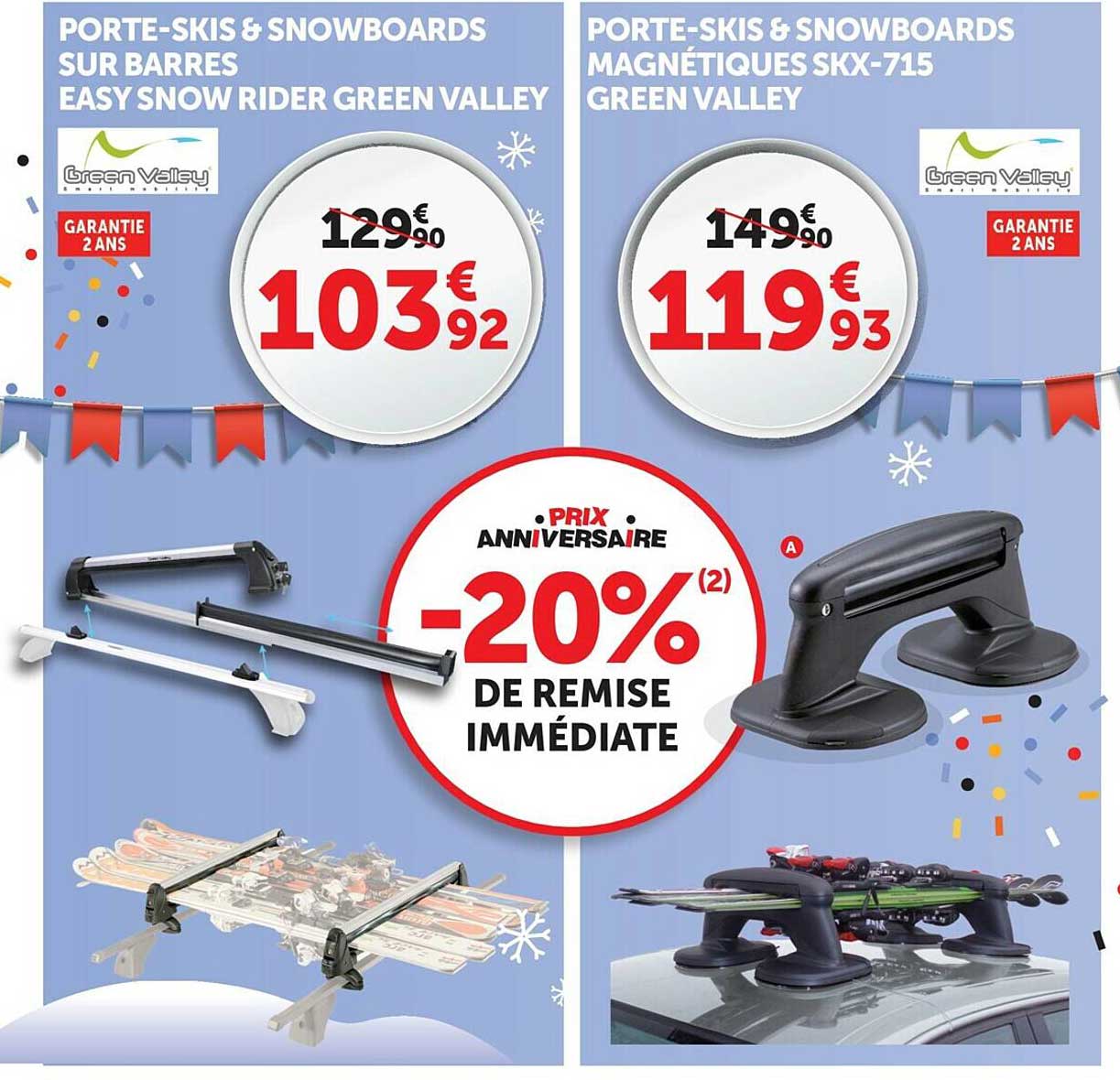 porte-skis & snowboards sur barres easy snow rider green valley, porte-skis & snowboards magnétiques skx-715 green valley