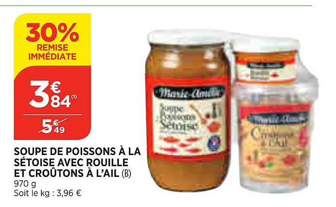 soupe de poissons à la sétoise avec rouille et croûtons à l'ail