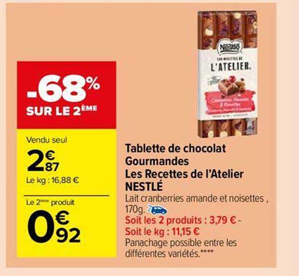 tablette de chocolat gourmande les recettes de l'atelier nestlé
