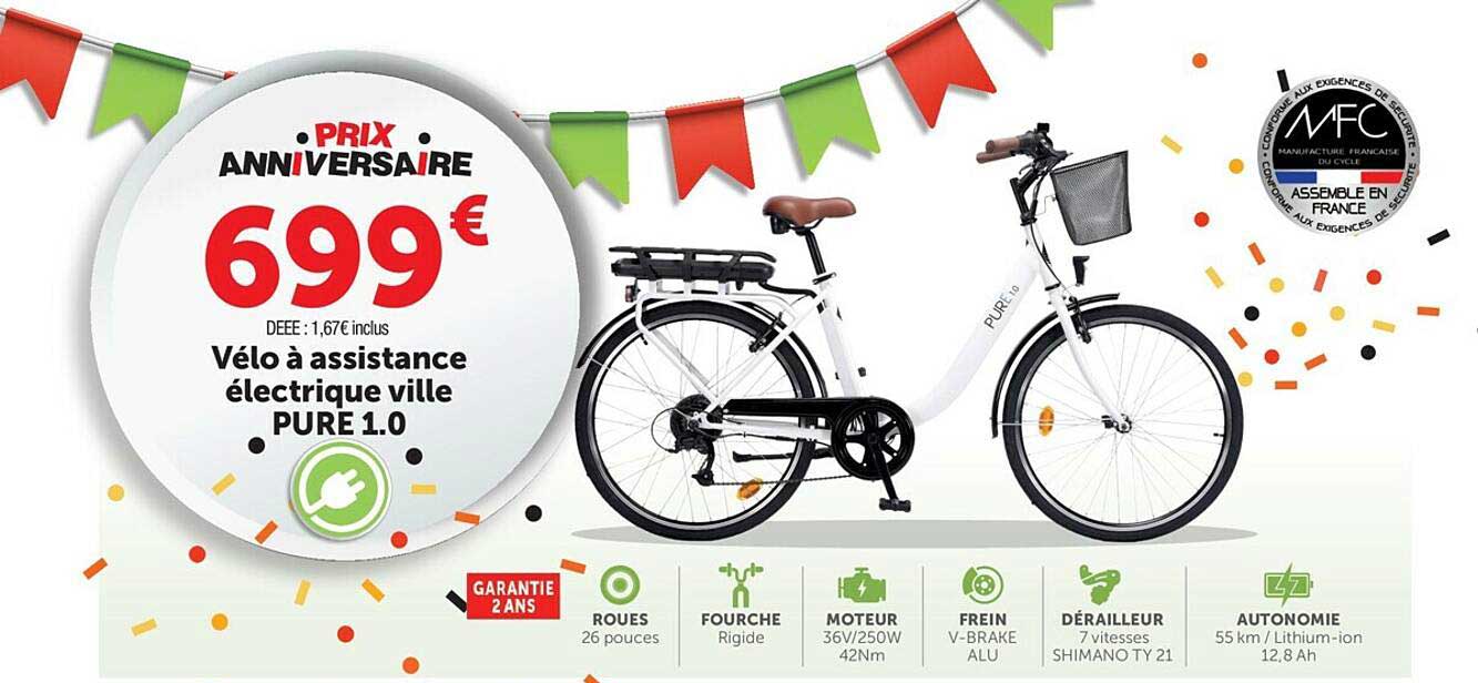 vélo à assistance électrique ville pure 1.0