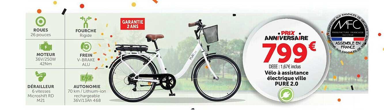 vélo à assistance électrique ville pure 2.0