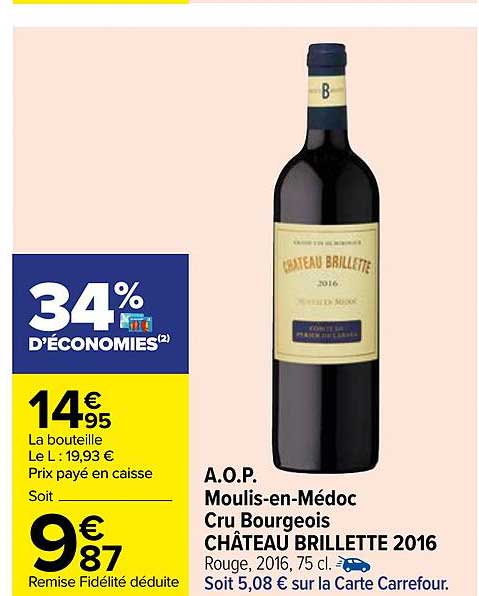 a.o.p. moulis-en-médoc cru bourgeois château brillette 2016
