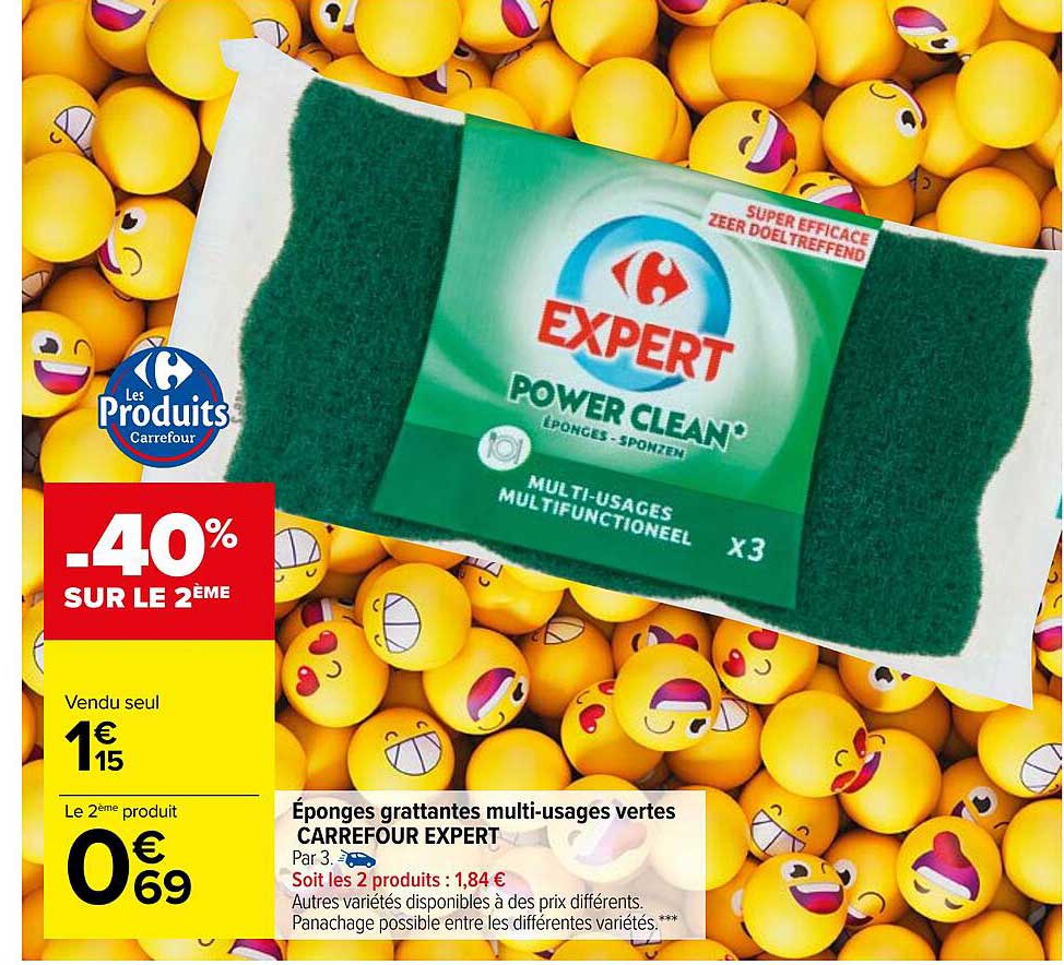 éponges grattantes multi-usages vertes carrefour expert