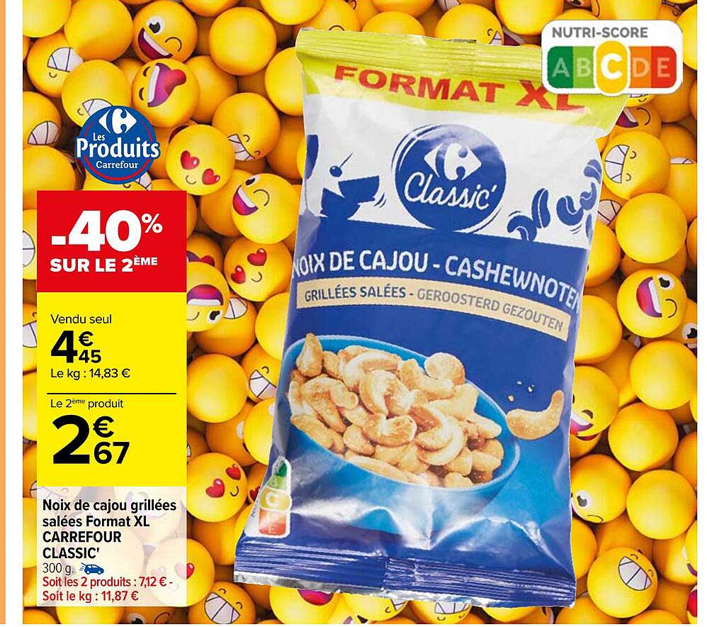 Noix De Cajou Grillées Salées Format Xl Carrefour Classic