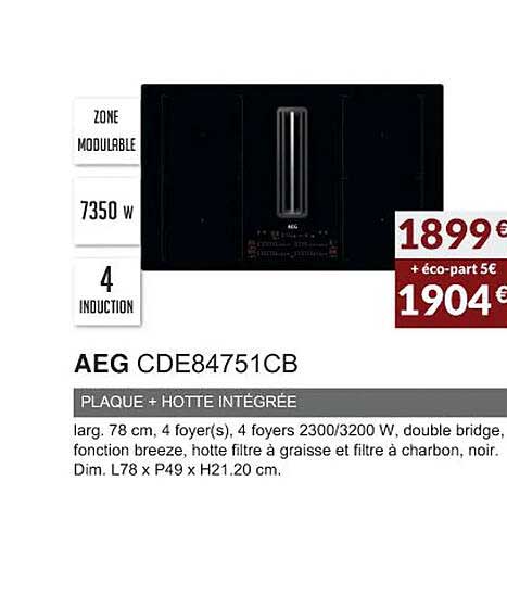 aeg cde84751cb plaque + hotte intégrée