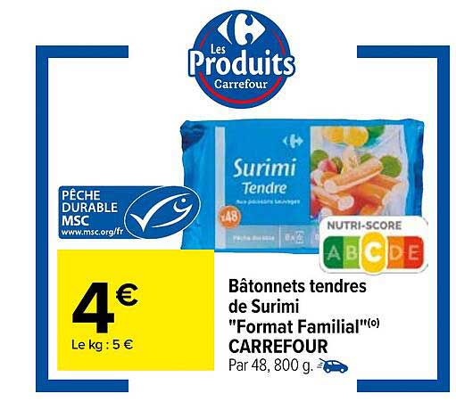 Bâtonnets Tendres De Surimi "format Familial" Carrefour