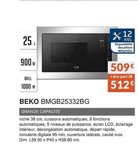 beko bmgb25332bg grande capacité