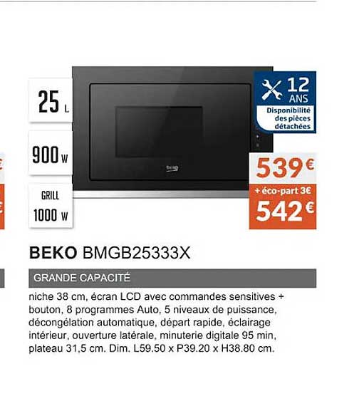 beko bmgb25333x grande capacité
