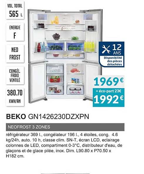 beko gn1426230dzxpn neofrost 3 zones