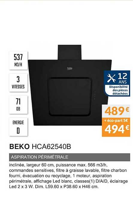 beko hca62540b aspiration périmétrale