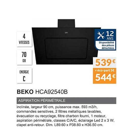 beko hca92540b aspiration périmétrale