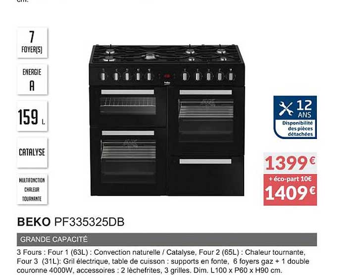 beko pf335325db grande capacité