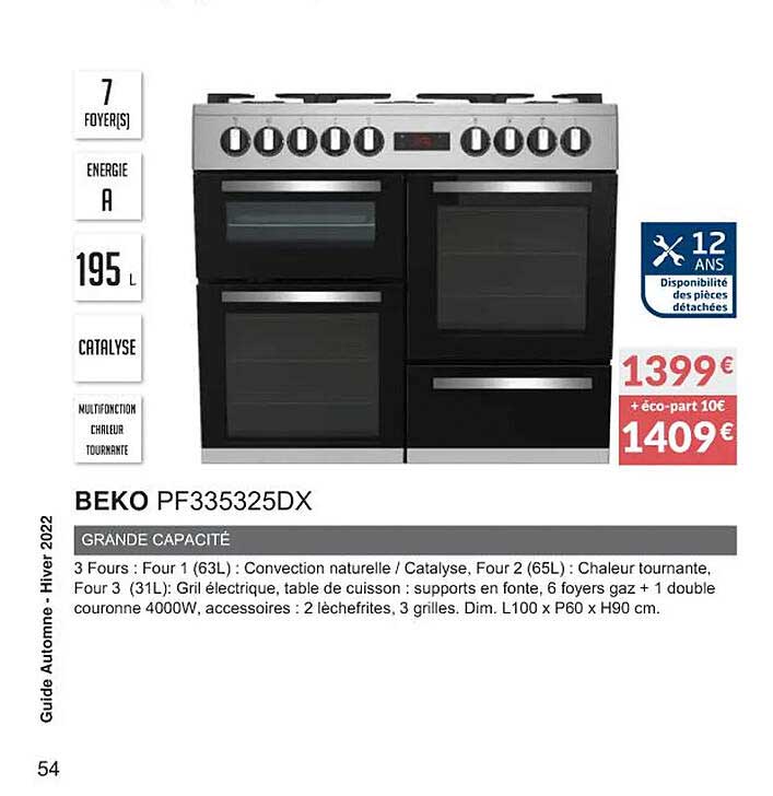 beko pf335325dx grande capacité