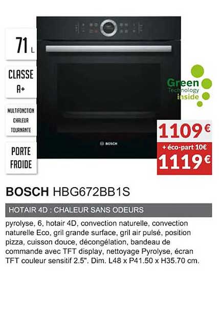 bosch gbg672bb1s hotair 4d : chaleur sans odeurs