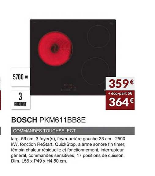 bosch pkm611bb8e commandes touchselect