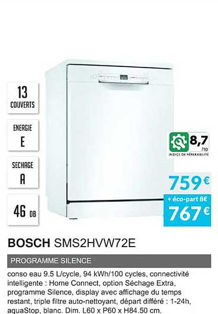 bosch sms2hvw72e programme silence