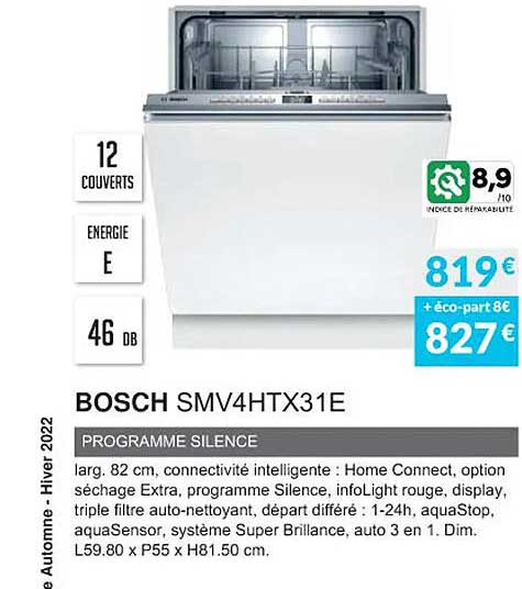 bosch smv4htx31e programme silence