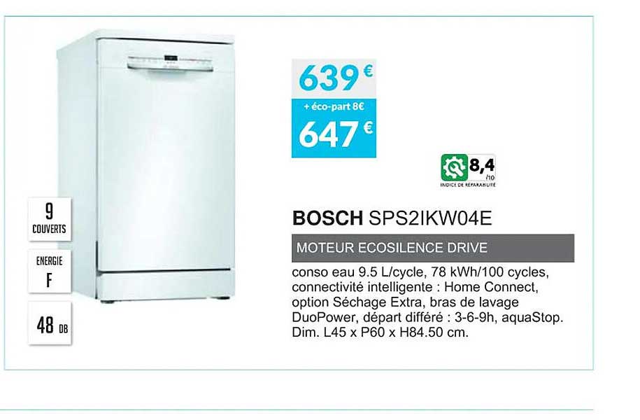 bosch sps2ikw04e moteur ecosilence drive
