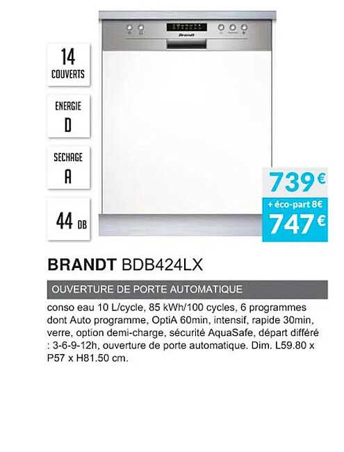 brandt bdb424lx ouverture de porte automatique