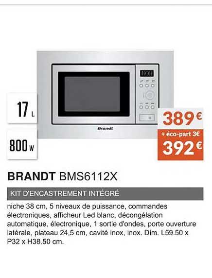 brandt bms6112x kit d'encastrement intégré