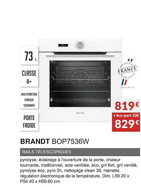 brandt bop7536w rails télescopiques