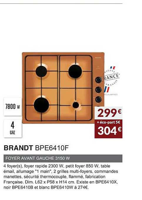 brandt bpe6410f foyer avant gauche 3150w