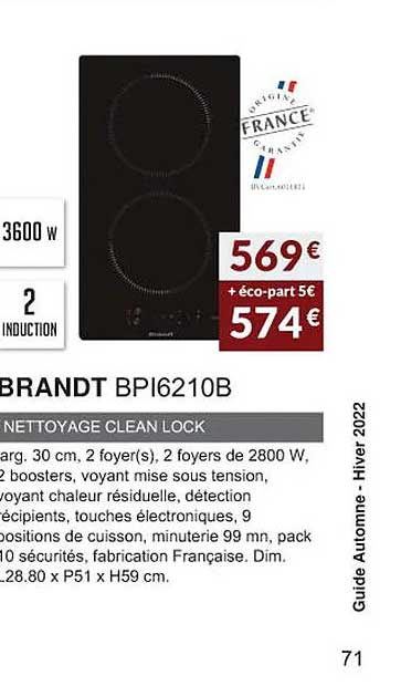 brandt bpi6210b nettoyage clean lock