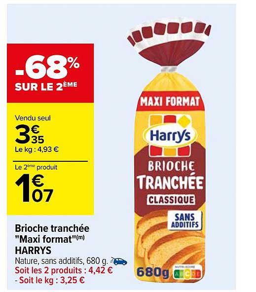 brioche tranchée "maxi format" harrys