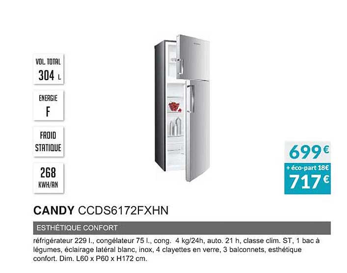 candy ccds6172fxhn esthétique confort